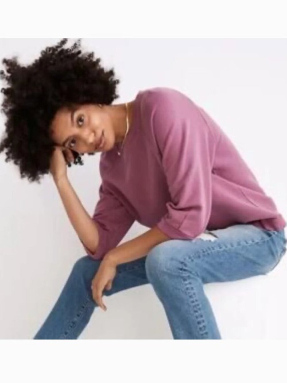 Madewell Cotton Cloudberry Sweatshirt Burnished Rose‎ Size L